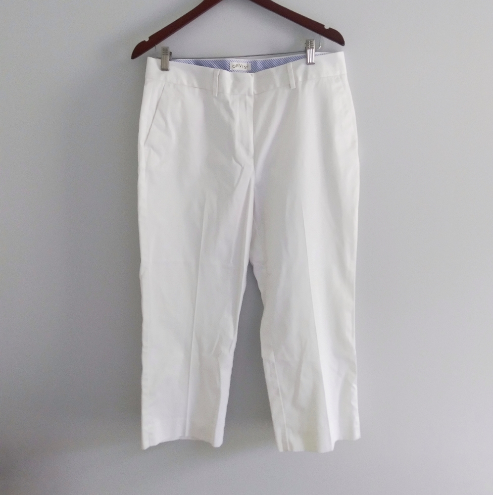 Orvis SZ 12 White Capri Pants Cotton Travel Cruise Coastal